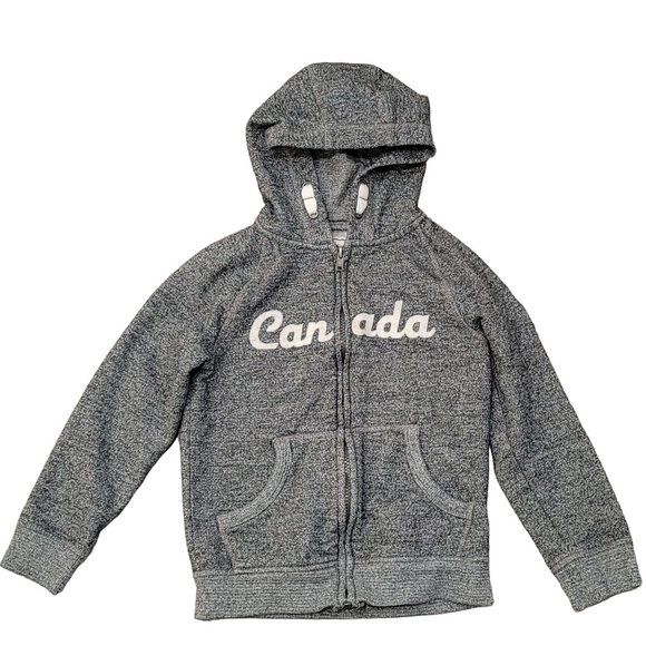 Canadiana Canada Kids Zip Front Hooded Jacket Gray SZ 6 small warm thick quality - Picture 1 of 5